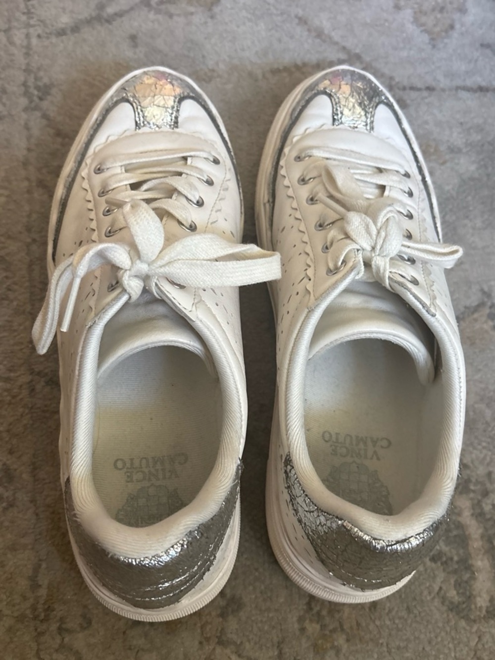 Vince Camuto White Sneakers with Silver Detailing